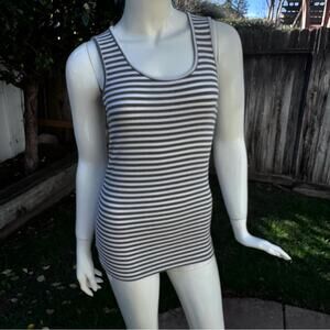Summer and Sage Grey & White Striped Ribbed Tank Top Women's Size XS